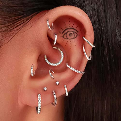 Jstyle 10Pcs 16G Stainless Steel Hinged Clicker Segment Nose Rings Hoop Helix Cartilage Daith Tragus Sleeper Earrings 12Mm Improved #TOP3