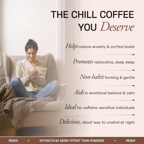 Ace Blend Reishi SHROOM COFFEE® | 15 serves | Decaf Mushroom Coffee | KSM 66 Ashwagandha | L-Theanine | MCT Powder | Relax | Deep Sleep | 100% Arabica | Instant Black Coffee | Keto | Cold & Hot Brew