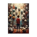 Arte de pared de fútbol masculino abstracto: veces el arte de pared es una decoración original y genial para el hogar para oficina, sala de estar, dormitorio, baño, sala familiar, cueva de hombre, dormitorio de niños, comedor, cocina, aula, apartamento de hombres, bar.