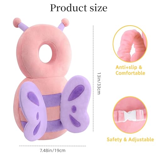 Image of Baby Walker Head Protector Backpack Wear,Toddler Adjustable Baby Head Protection, Safety Pad Backpack for 5-24 Months Baby Learning Walking Crawling,Baby Head Protection Pad (Bee)