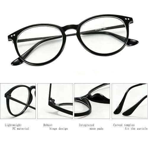 Image of Kursan Non Prescription Clear Lens Fake Glasses for Women Men Retro Round Plastic Frame Eyeglasses