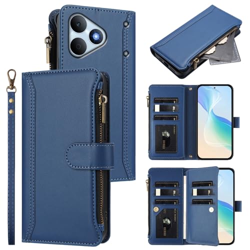 Flip �P�[�X�J�o�[ �Ή��@�� for Realme Note 80 4G �������[�h�y9�J�[�h�X���b�g�z�y�f���A���z���_�[�z�y�t�@�X�i�[�E�H���b�g�z�y�}�O�l�b�g�N���X�v�z�X�^���h Blue