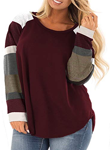 Plus Size Shirts for Women 3X Casual Long Sleeve Tops Burgundy 22W