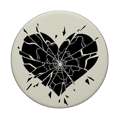 Broken Shattered Damaged Splintered Heart PopSockets Adhesive PopGrip, Black - Image 3