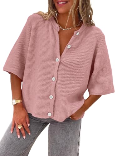 Image of LILLUSORY Short Sleeve Cardigan Sweaters for Women | Cropped Button Up, Summer 2026 Outfits, Y2K Fashion, Lightweight Knit, Versatile layering for work, casual & going out