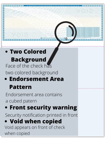 Compuchecks 50 High Security Blank Check Stock - Checks On Top Two Perforated Vouchers On Bottom Compatible With Quickbooks, And Laser Or Inkjet Printers, Check Paper Weight # 70 - Light Blue Art Deco #TOP2