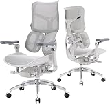 SIHOO Doro S300 Silla de Oficina Ergonómica, Silla de Computadora, Silla de Juegos con Soporte Lumbar Dinámico Dual, Reposabrazos Coordinados en 6D, Silla Giratoria Ajustable Bianco(Paquete de 2)