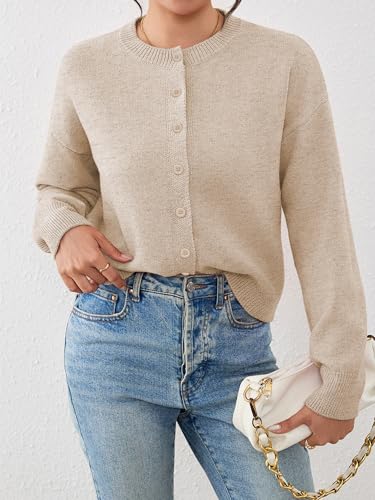 Image of Ibeauti Cropped Cardigan Sweaters for Women 2026 Trendy Spring Y2k Outfit Long Sleeve Button up Open Front Short Knit Sweater