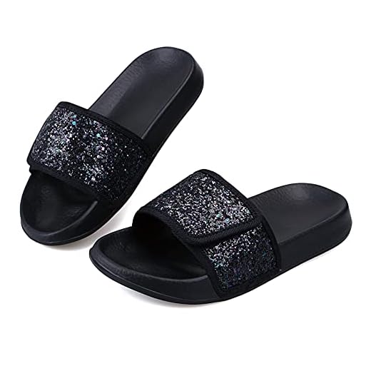 Flickor tofflor pojkar flip flops barn plast tofflor somrar skor för pool badrum strand hem lätt halkfri, S154 Svart, 31 EU