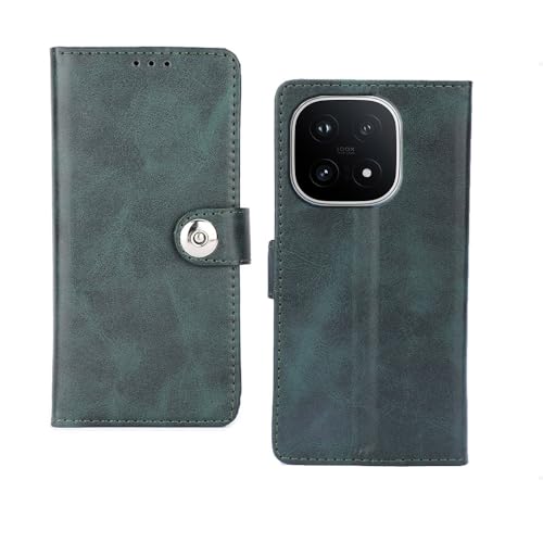 Image of amazon basics iQOO 15 5G Flip Cover | Card Pockets Wallet & Stand | Flip Cover for iQOO 15 5G (Green Button)