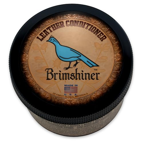 Brimshiner Leather Conditioner for Boots, Saddles, Holsters, Belts & Tack - Preserves Shape, Deep-Penetrating Jojoba Formula, Water Resistant, 8.5 oz