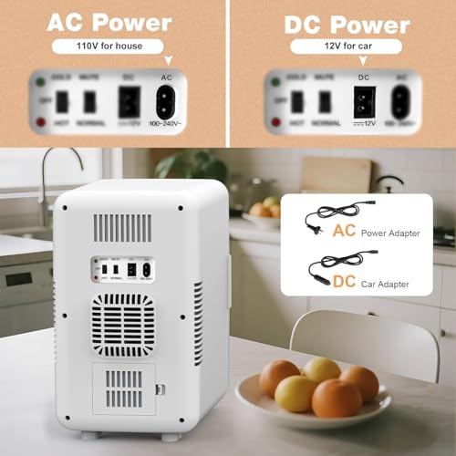 Image of Kikihuose 12L /22L Mini Fridge for Bedroom, Personal Small Refrigerator for Skin Care, Cosmetics, 110V /12V Portable Refrigerator Cooler & Warmer for Drinks, Food, Beauty, Makeup, Dorm, Car, Office