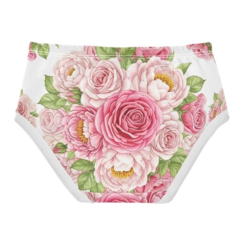 Pink Blush Roses Floral White Panties for Girl Girls Underwear Toddlers Cotton Colorful Underpants Briefs 2t2