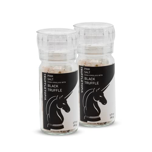 Truffletopia | Pink Himalayan Salt And Black Truffle Grinder With Real Truffles | Flavorful Gourmet Seasoning | Vegan, Gluten Free, Keto, No Calories | 3.17 Oz (Pack Of 2) #TOP8