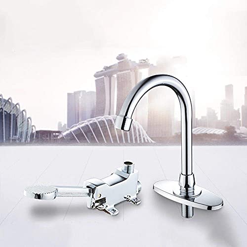 Grifo de cobre para lavabo con sistema de pedal y mezcla integrada
