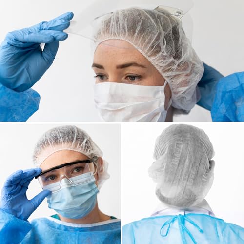 50 Stück Haarnetz Küche Einweg PP Haarnetze Küche 61 cm OP Haube aus Vlies Stoff Weiße Haarnetz Kopfhaube Hair Cover, für Herren/Damen, Bonet Haube für Haare Medizinische Universalgröße