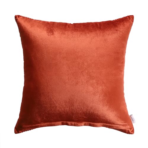 Image of Home - The Best is for You Luxurious Velvet Rust Cushion Covers Embroidered - Pack of 2, 16x16 Inch