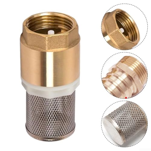 Oniissy Valvola di ritegno in ottone DN20 26,16 mm (3/4) con cestello di aspirazione in acciaio inox per impianti idraulici domestici e idrici, funzionamento da -20 °C a +100 °C