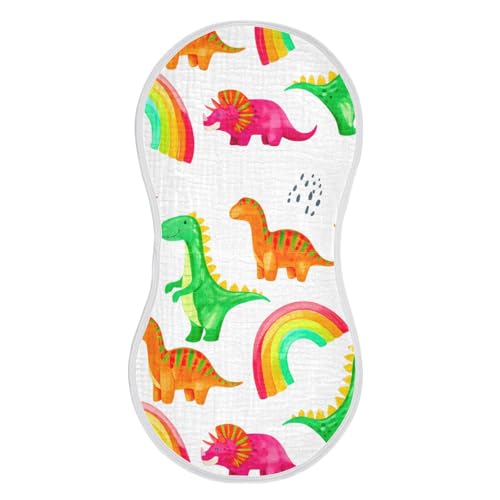 Dinosaur Rainbows Doodles White Baby Burp Cloths Cotton Washcloths Absorbent Soft Burping Rags for Baby Girl Boy Muslin Burp Cloths 1 Pack