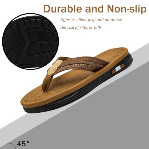 Image of Mens Flip Flops Thong Sandals Lightweight Comfortable Summer Beach Slides Soft Cushion Footbed Open Toe Slippers for Pool Showers Dorms Water Friendly Indoor and Outdoor