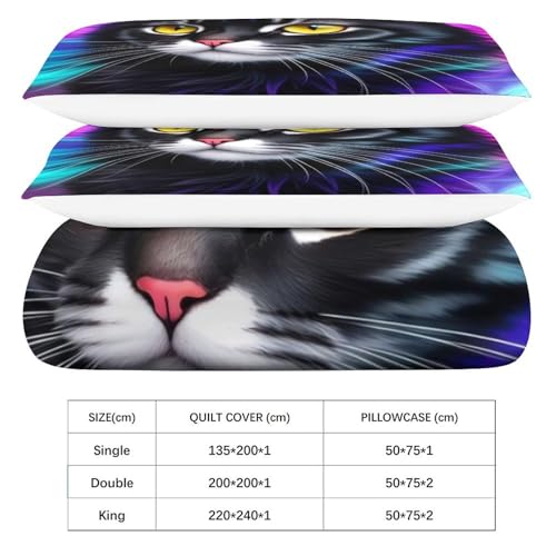 Housse de couette chaton 140x200 parure lit microfibre single - 6