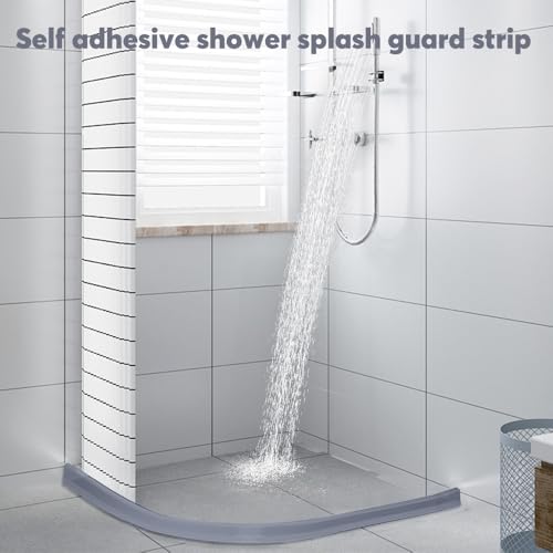 Riisoyu 1.5M Silikon Wasserstopper Dusche Schwallschutz, Selbstklebend Wassersperre für Küche und Bad Duschschutzleiste zur Abdichtung Wasserdamm für Duschtür und Waschbecken (Grau)