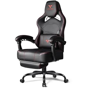 VITESSE Big and Tall Gaming Chair 400lb Weight Capacity with Footrest, Ergonomic Video Game Chair for Adults with Oversized Headrest and Lumbar Pillow, Computer Chair Gaming for Office (Black+Red)