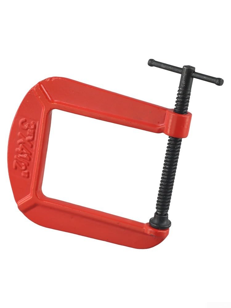 Morsetto a G resistente per lavorazione del legno, apertura ganascia 110 mm, profondità 305 mm, ghisa duttile con finitura antiruggine, cuscinetto girevole per uniforme (a)