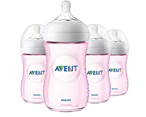 Philips Avent 4 Pack Natural Polypropylene BPA Free Bottles, Pink, 9 Ounce