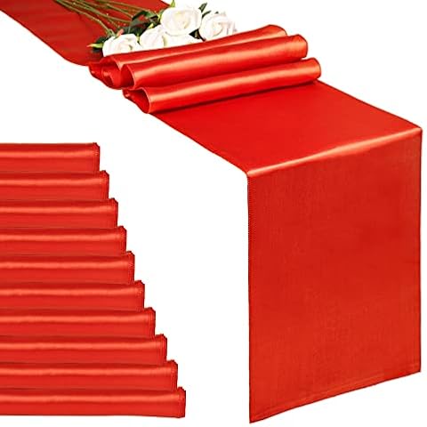 Paquete de 10 caminos de mesa de satén rojo Cover