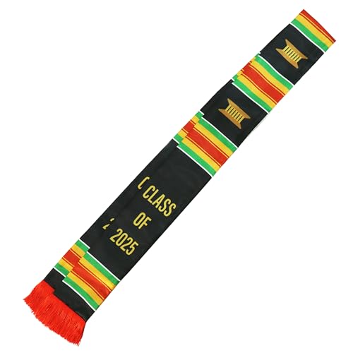 Black Girl Magic Grads Scarf African American Class of 2025 Graduation Stole Scarf with Red Tassels2