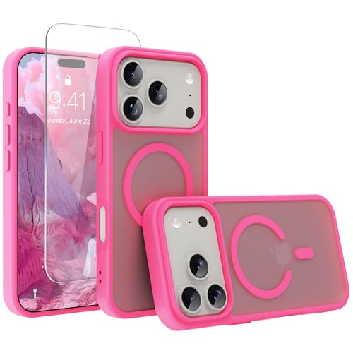Image of Magnetic for iPhone 17 Pro Phone Case, [Compatible with MagSafe], Screen Protector X1, [Military Grade Drop Protection],Matte Finish,Slim,Shockproof,Protective (Pulm Pink, iPhone 17 Pro)