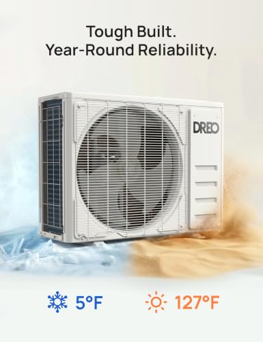 Image of DREO Mini Split AC /Heating System 12000 BTU, 115V Split Air Conditioner | 20 SEER2 Energy Efficient, Works with Alexa, Quiet Operation, Pre-Charged Condenser & Complete Installation Kit Included