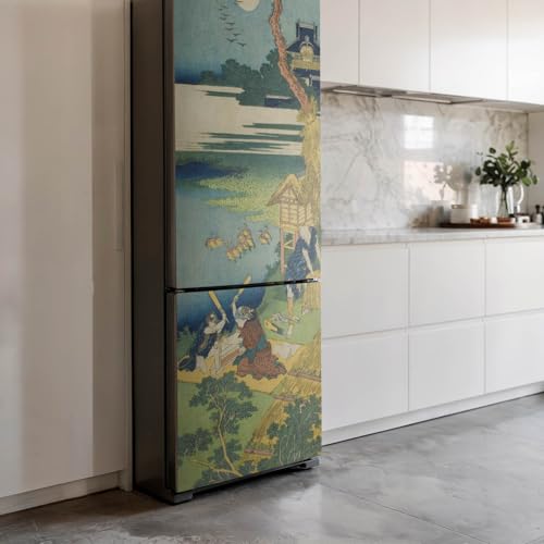 Pegatinas para puerta de frigorífico decoración para cocina estilo xilografía japonesa 60x180 4