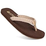 STQ Womens Flip Flops Cushioned Thong Sandals Soft Walking Slippers with Arch Support Summer Sandals Indoor Outdoor Vacation for Pool Taupe 10