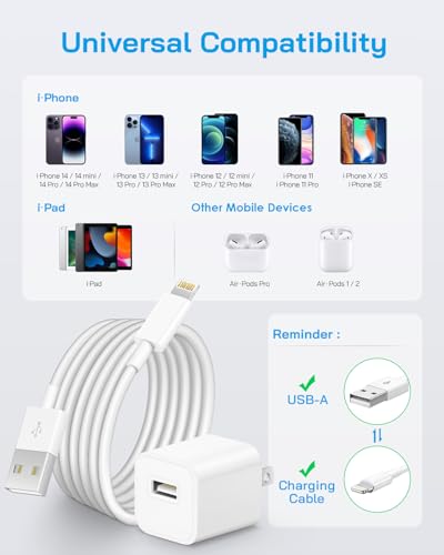 juusmart i Phone Lightning Charger，[MFi Certified] Phone Charger USB with Charging Cord 6 ft i Phone Charger Cable for i Phone 14 13 12 11 Pro/Pro Max/SE 2022/8/7/XS/XR/X/i Pad (4- Pack) - Thumbnail 7