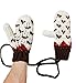 BIBITIME Handmade Knitted Winter Warm Pompom Gloves Women Crochet Mittens (White Brown, One Size)