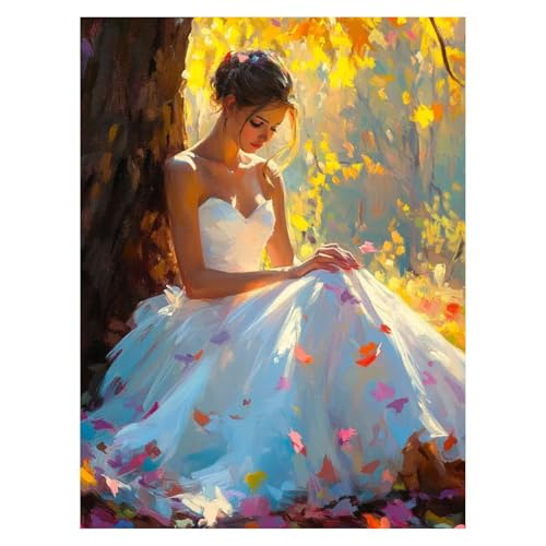 数字油絵 女性 数字塗り絵画 手芸キット 木 ペイントバイナンバー 手作りキット 子供 初心者 と アクリル絵の具 と ブラシ キャンバス 50x70Cm Paint by numbers のために そして自宅 壁飾り ギフト 女性 model-6836