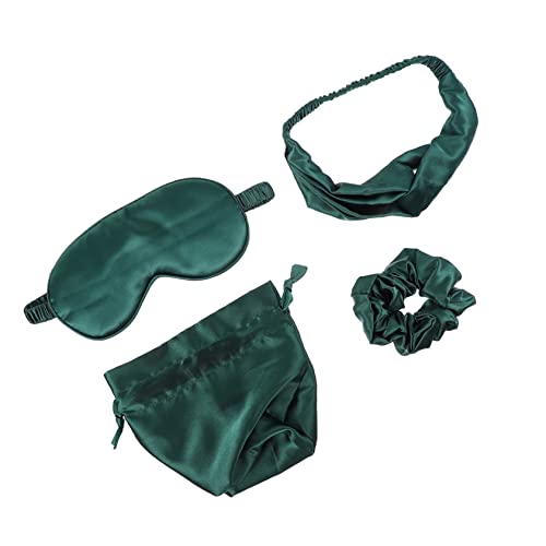 BEBEMOKO 1 セット アイマスクセット 寝目隠し マイクロブレーディング機 アイスリープシェードカバー スリーピングアイマスク カーリングカチューシャ ゴムシュシュ ファブリック Green