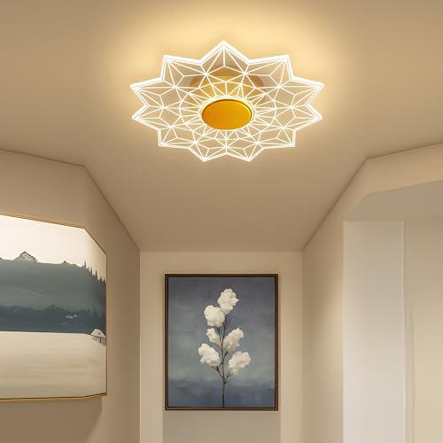Image of Lamp master Luxury Diamond 3-Color LED Wall & Ceiling Light | Geometric Acrylic Lamp with Antique Gold Finish | Home Decorative Light, Modern Interiors Wall lamp for Living Room, Bedroom, Bedside