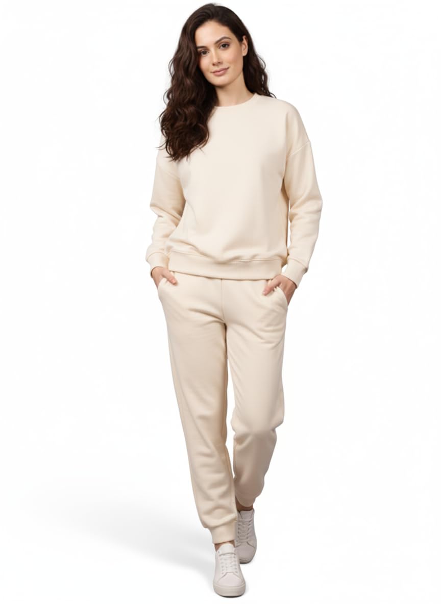Solid Track Suit for Women | Warm Fleece Tracksuit Set-M5184