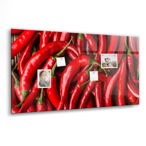 Tableau magnétique verre piments forts pour cuisine et bureau
