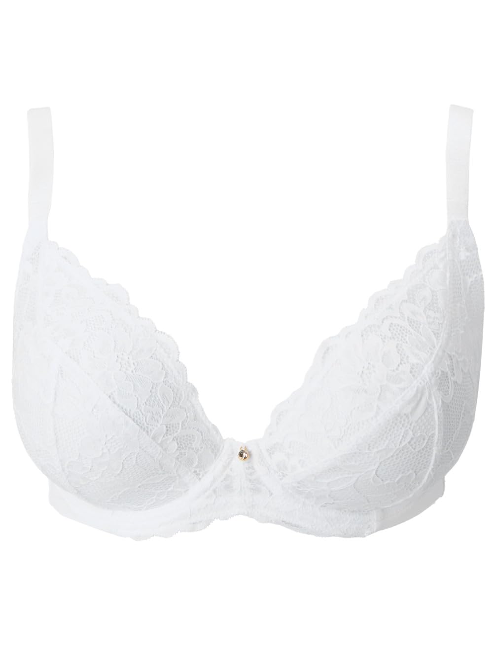 Ann Summers Sexy Lace Fuller Bust Non Padded Plunge Bra Curve-Enhancing Womens Underwear with Underwire Support, Sheer Lace Cups & Power Mesh Wings