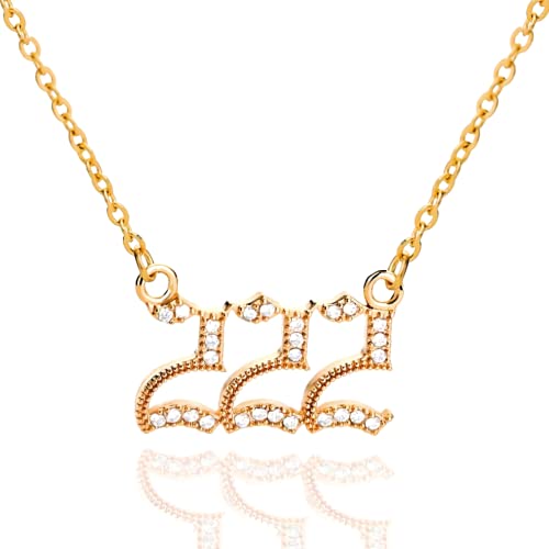 Angel Number Necklace in 18K Gold Plated Crystal