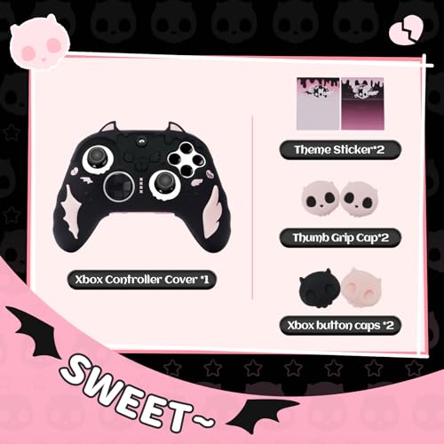 GeekShare Sweetheart Skull Silicone Controller Cover Compatible with Xbox Series X/S - Anti-Slip, Sweatproof Protective Skin with Thumb Grips & Decals - Black & Pink by GeekShare - Image 7