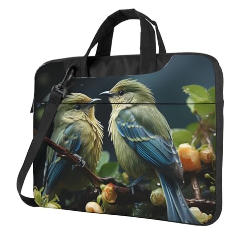 Green Birds ラップトップバッグ 耐衝撃コンピューター キャリーケース ショルダーストラップ付き メッセンジャーショルダーバッグ ブリーフケース 13インチ