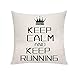 VAVSU - Federa per cuscino con scritta "Keep Calm And Keep Running", per amici, figlia, figlio o voi stessi, regalo di compleanno e laurea