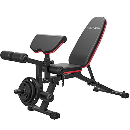 Adjustable Weight Bench with Leg Extension and Leg Curl -Incline/Decline Exercise Bench for Home Gym Workout