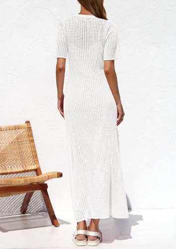 Image of PRETTYGARDEN Womens Eyelet Crochet Maxi 2 Piece Dress Sets