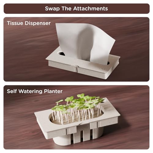 Image of eo Desk Organizer with Tissue Dispenser, Pen Stand & Phone Holder | Multipurpose Stationery Organizer for Office Desk, Study Table & Home | Made with 35% Rice Husk Blend (Versa, Sustainable)